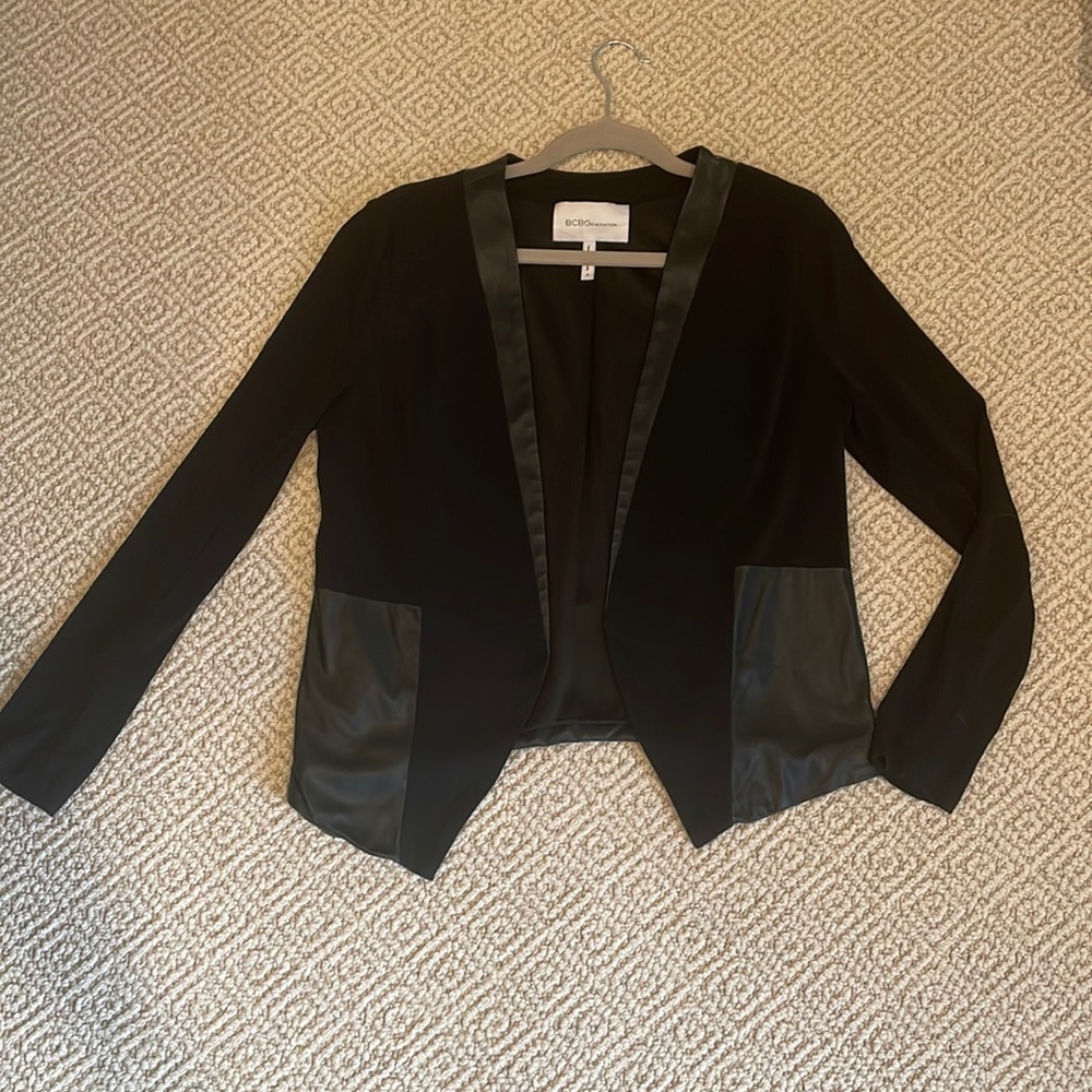 BCBGeneration black blazer with faux leather detail